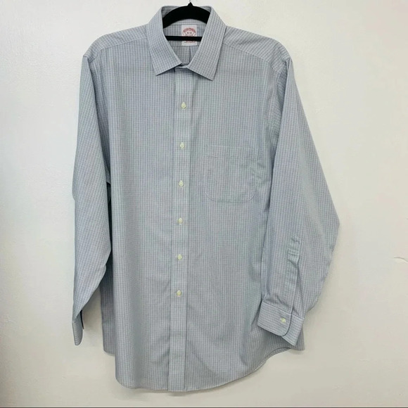 Brooks Brothers Shirt Lot Men 16 Non Iron Blue Stripe Check All Cotton Classic - Picture 3 of 11